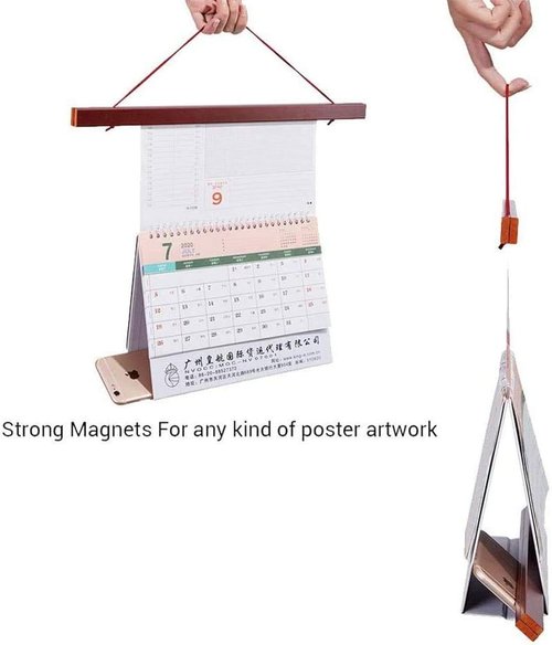 Benjia Magnetic Poster Hanger - Mahogany Wood Frame for 8x10, 8x20, 8x11 Prints | Easy Wall Display