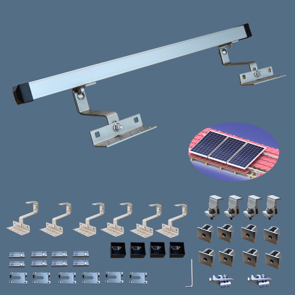 Solar Panel Mounting Bracket Kit to Metal Roof Sloped or Flat Pitched Tile Shingle Roofs for 1-4pcs Solar Panels Dual Adjustable