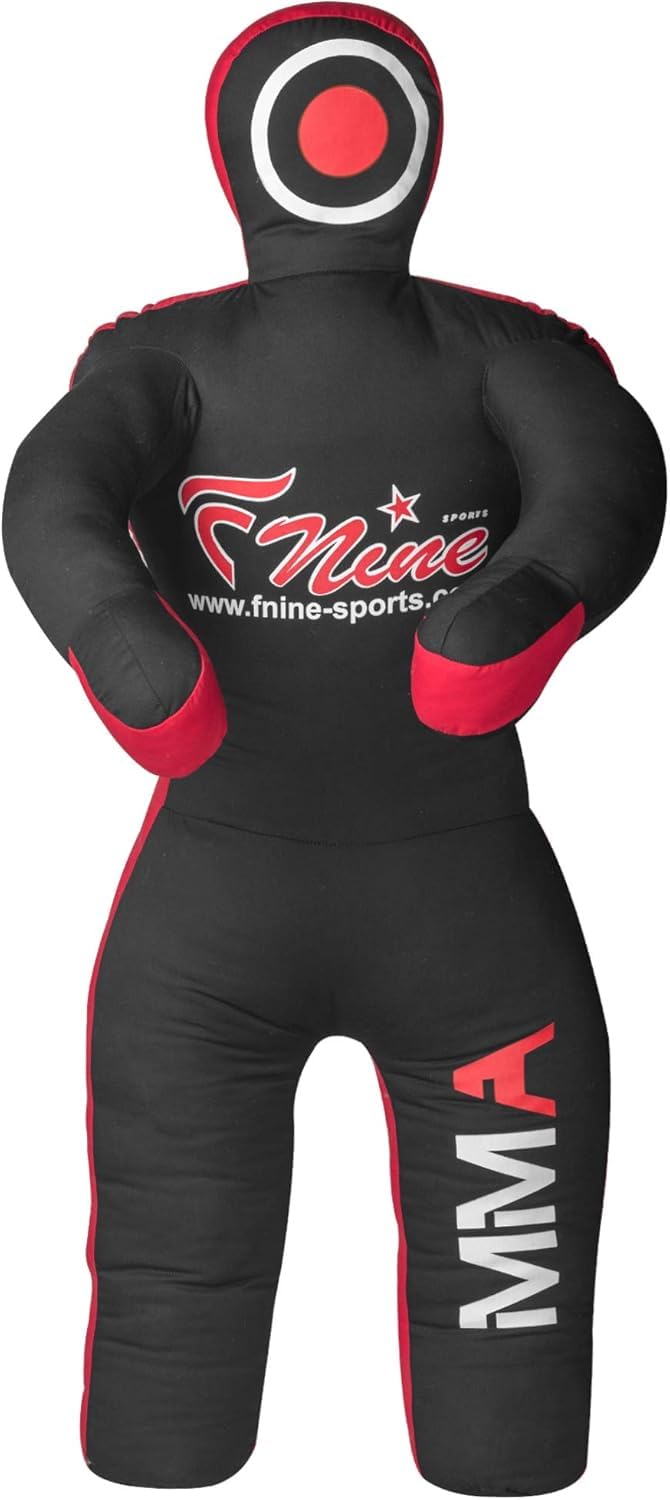 MMA Grappling Dummy, for Judo, Wrestling, Brazilian Jiu Jitsu, Submission and Throwing UNFILLED Canvas Bag (Black Red, 47 Inches (4 feet))