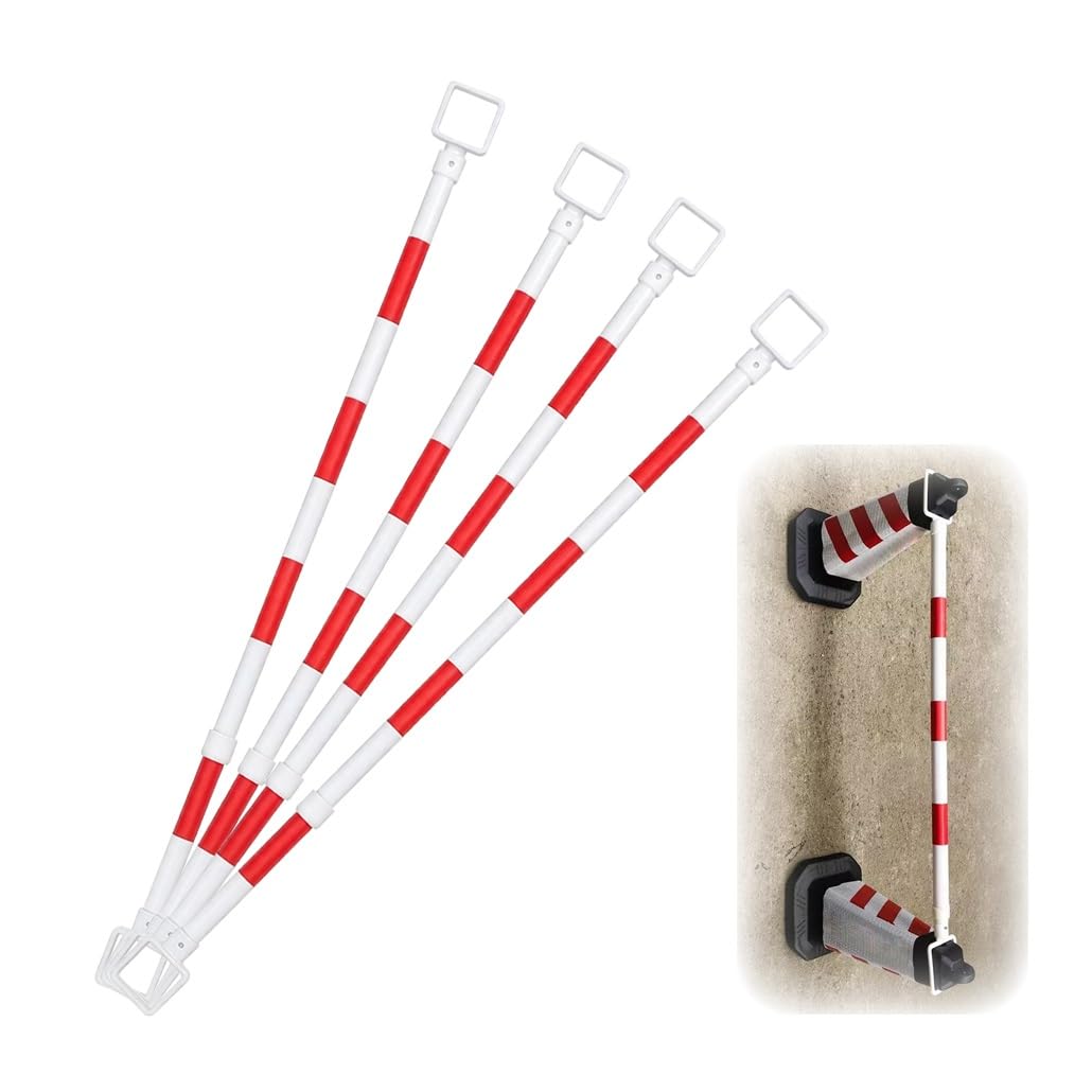 Retractable Cone Bar, 47"-79" Adjustable Traffic Safety Barrier, Lightweight Extendable Barricade for Construction, Events, and Outdoor Use - Portable Safety Solution(Red and White,4pcs)