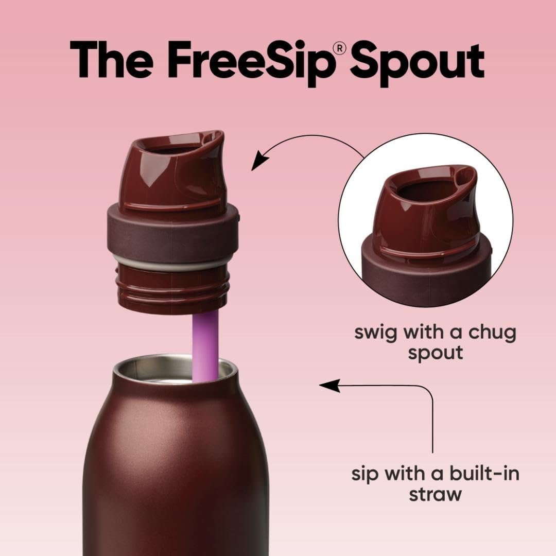 Owala FreeSip Twist Insulated Stainless Steel Water Bottle - BPA-Free, 24 oz, Black Cherry for Sports & Travel