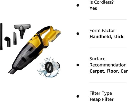 MORCLIN 120W Cordless Handheld Vacuum Cleaner Compatible with DeWalt 20v Max Battery (Tool Only) Portable for Hard Floor Carpet Car Pet Hair Cleaning