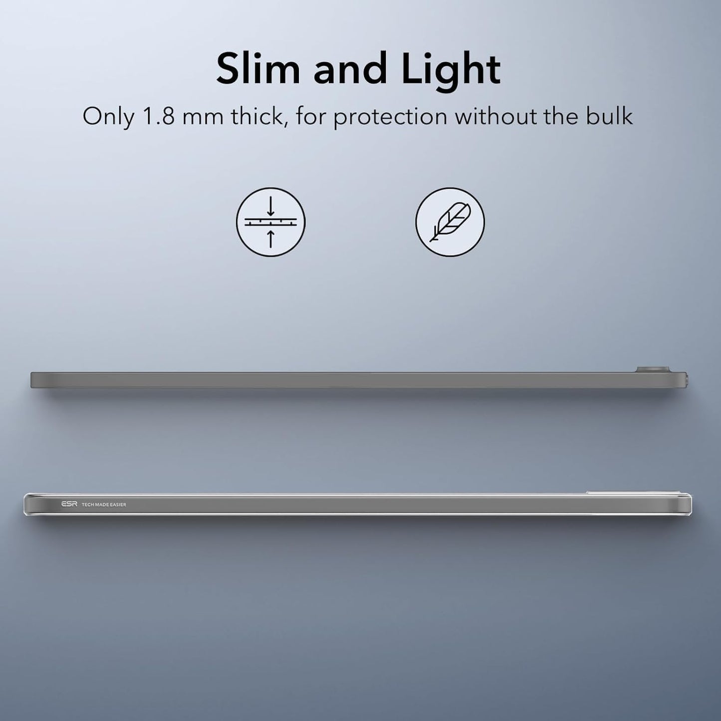 ESR 11 Inch M4/M3/M2 (2026/2025/2024), 5th/4th Gen(2022/2020), for iPad Air Case iPad Air Slim&Light, Yellowing