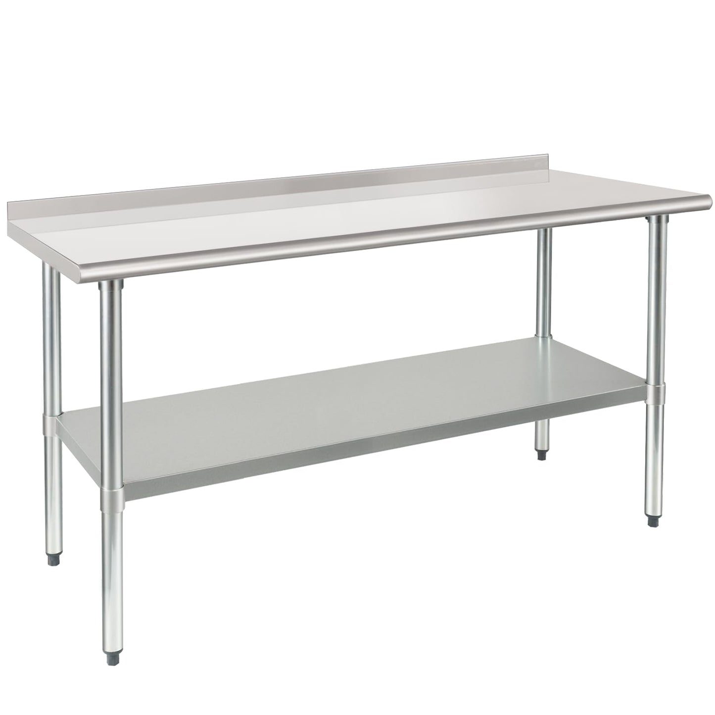 HARDURA Stainless Steel Table Prep & Work Table 24 x 60 Inches NSF Heavy Duty Commercial with Undershelf and Backsplash for Restaurant Kitchen Home and Hotel