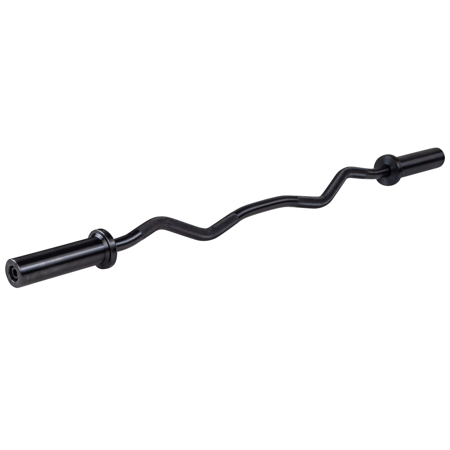 Body-Solid (OB47B) Olympic EZ Barbell Curl Bar with Knurled Grip, 47" Black Finish for Upper Arm Mass, Strength and Definition, Compatible with 2" Dia. Hole Plates and Barbell Collars (Midnight Black)