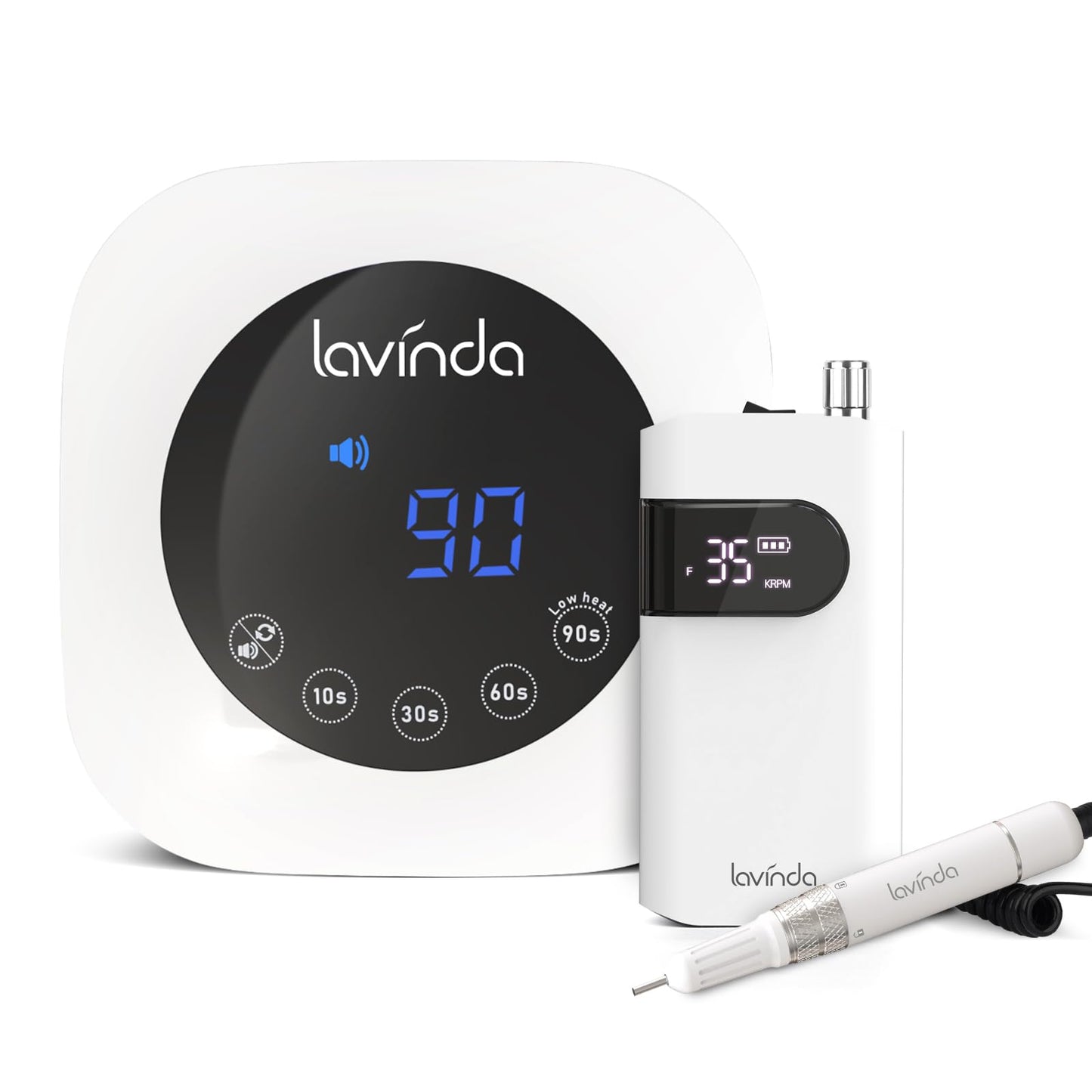 Lavinda UV LED Nail Lamp, Cordless Nail Lamp 54W UV Light for Gel Nails & Professional Nail Drill Machine, 35000RPM Electric Nail File