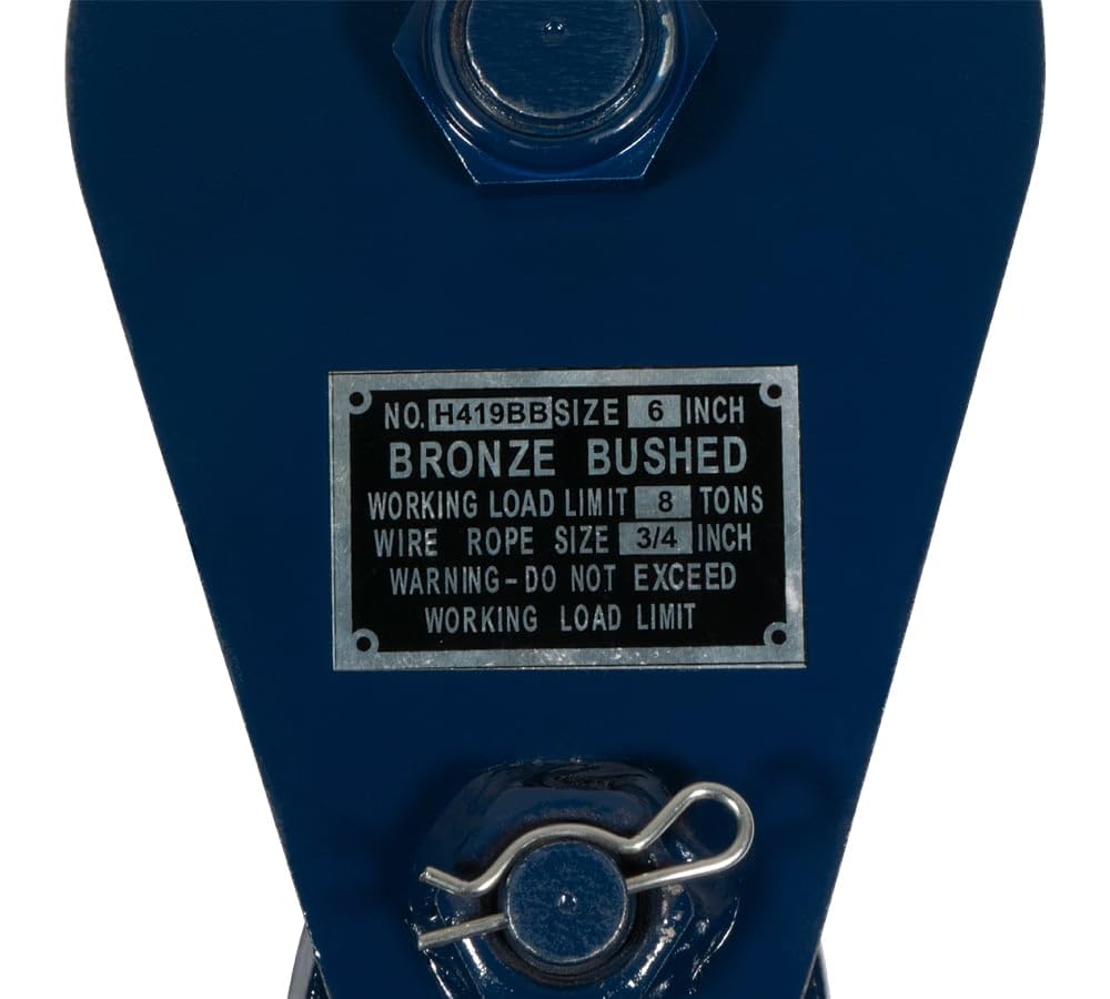 Mytee Products 8 Ton Snatch Block w/Shackle Crane 3/4 Wire Rope Sheave Tow Axle Lift Truck