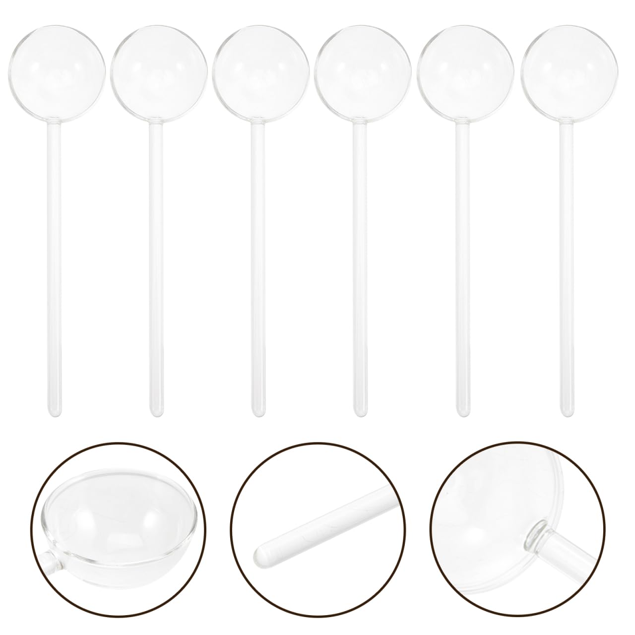Amosfun Heat Resistant Glass Spoons Set of 6 Long Handle Dessert Spoons 6.69In for Home Restaurant Kitchen Mixing Cocktails Milk and Desserts