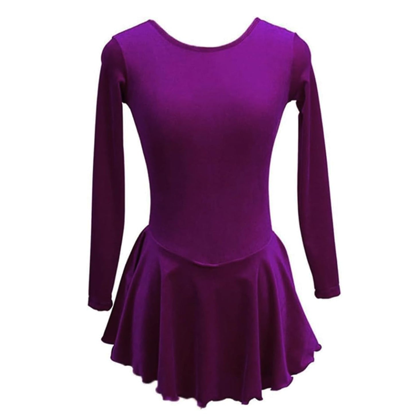 Ice Figure Skating Dress Girls Classic Velvet Open Back Skirt Training Dance Dress Competition Purple