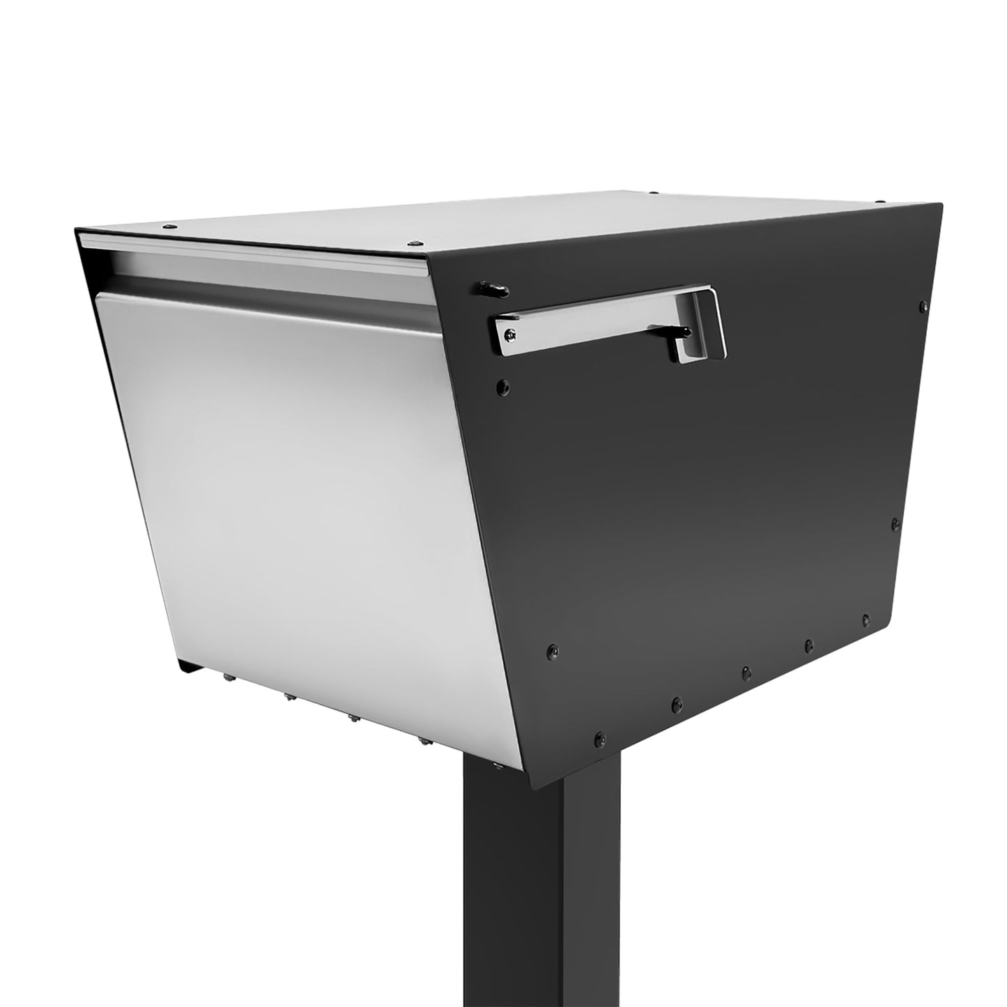 Movo Home Walter Post Mount Mailbox, Modern Curbside Stainless Steel, Large Locking, Black