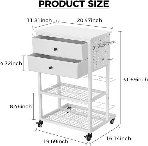 Christmas Wrapping Paper Organizer - Heavy-Duty Storage Cart with 2 Fabric Drawers for Ribbons & Gift Bags