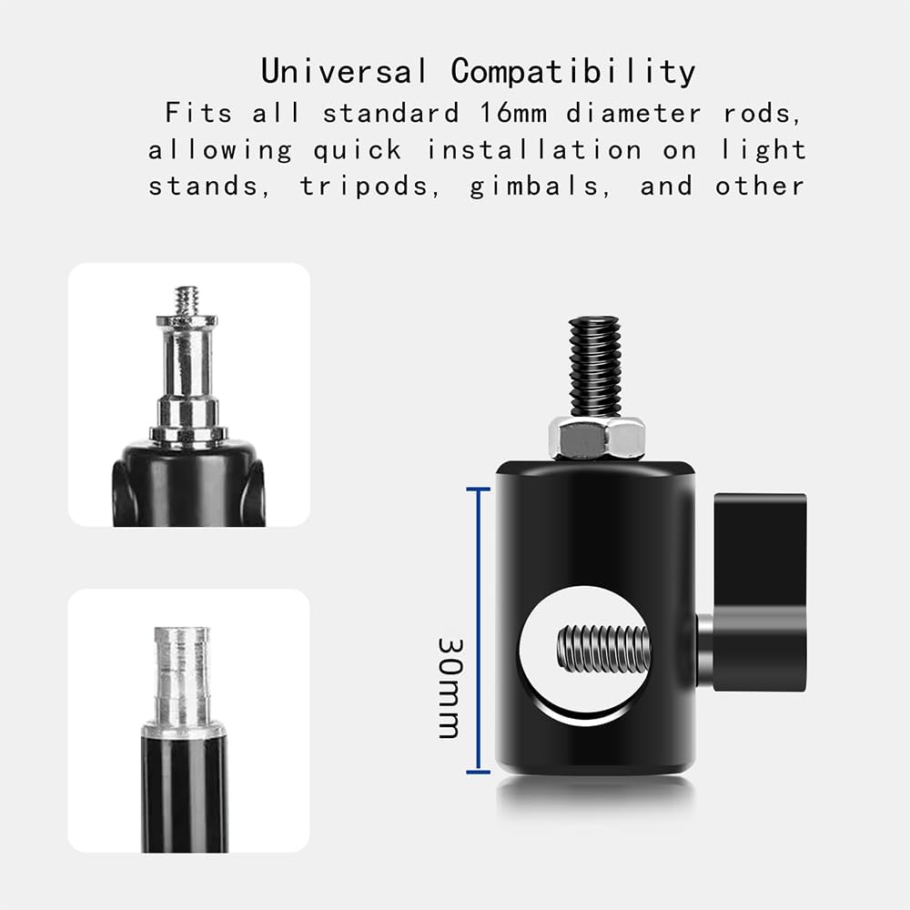 TEHAOUU 1/4 16mm Stainless Steel Light Stand Adapter, Photography Studio Live Broadcast Tripod Converter, Compatible