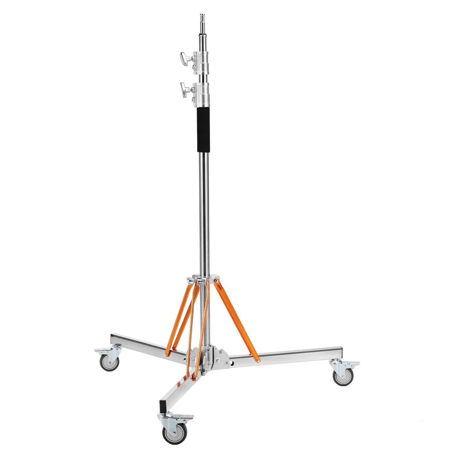 K&F CONCEPT Heavy Duty Light Stand with 360° Swivel Casters & Step-On Brakes, 10ft/305cm Adjustable Stainless Steel Tripod Stand for Studio Photography, Supports COB Lights, Softboxes up to 30kg/66lb