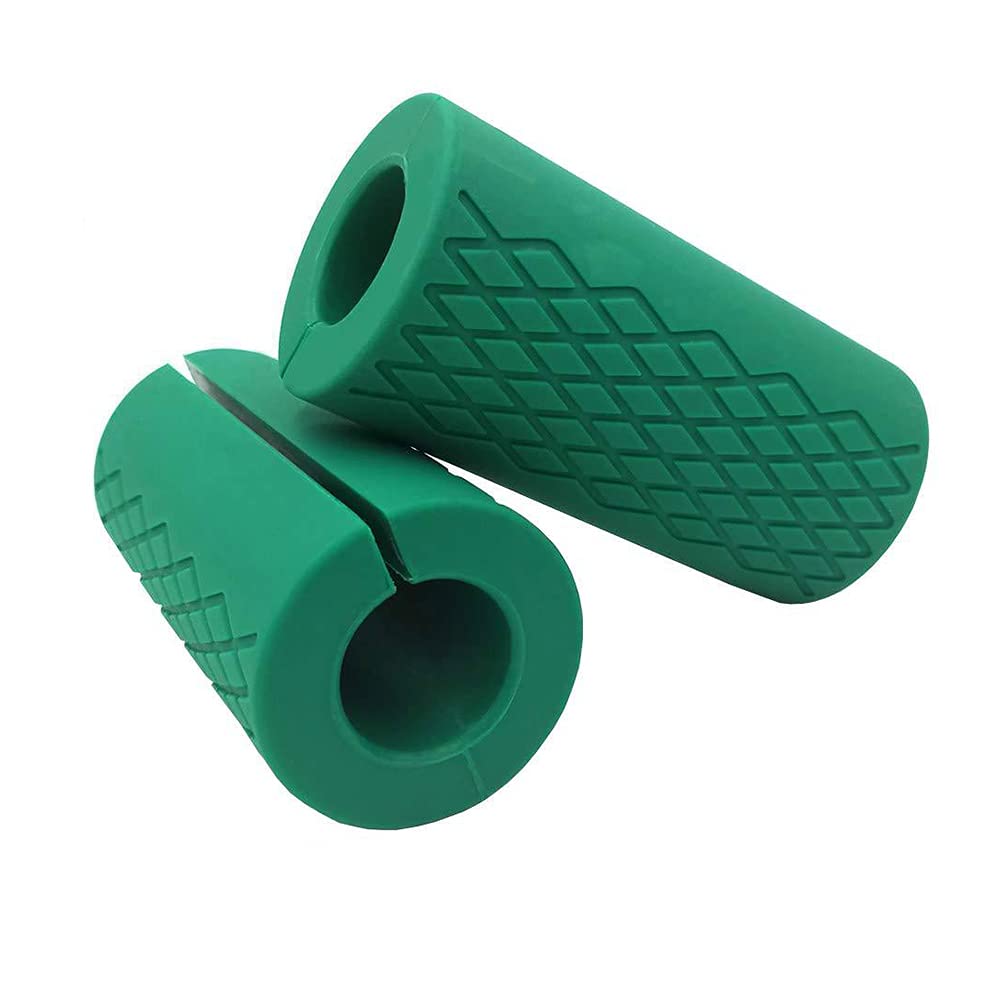 Grip Fat Bar Dumbbell Grips - Thick Barbell Handle for Weightlifting, Fitness - Silicone Non-Slip Protective Pad, 1 Pair Green
