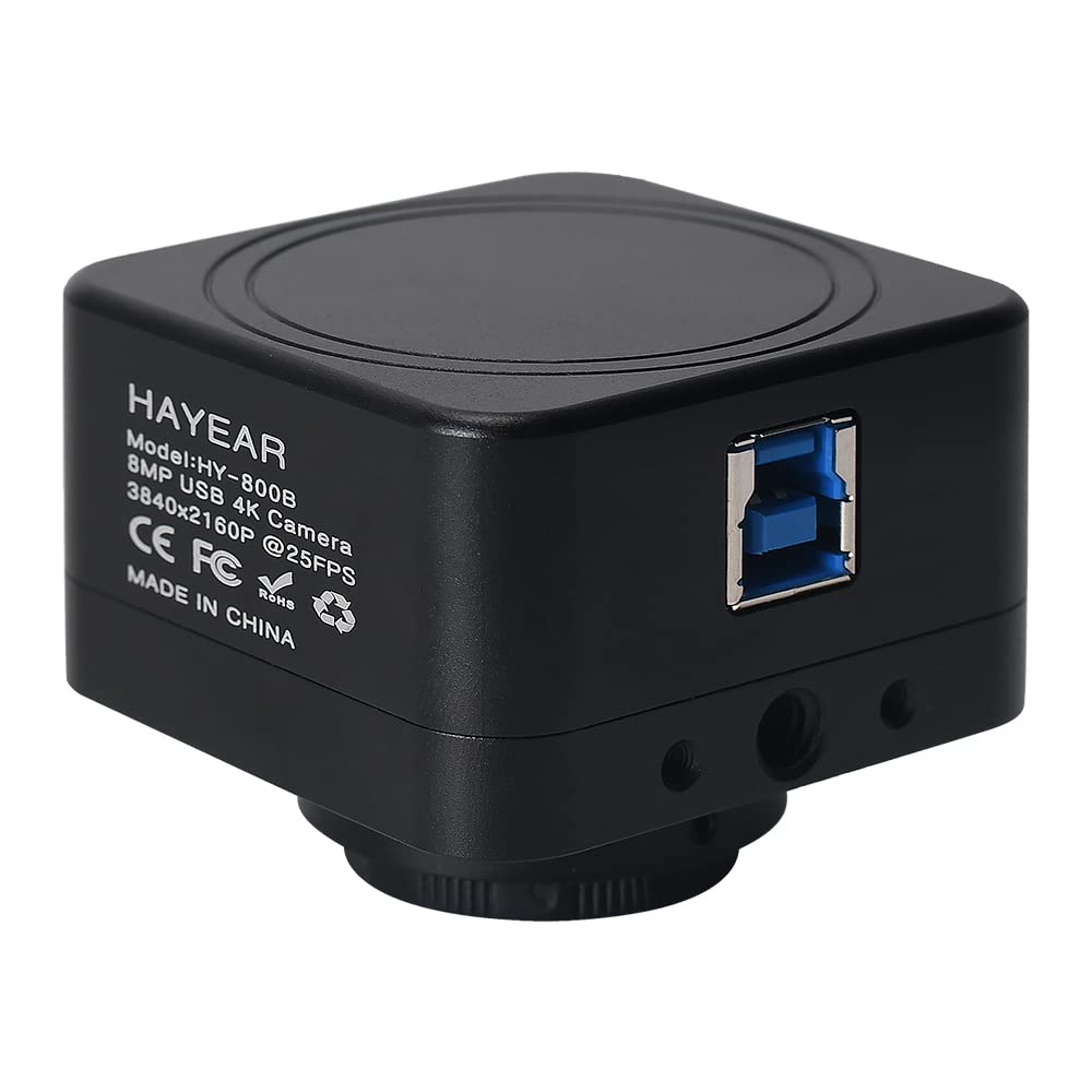 HAYEAR 8MP 4K USB Digital Camera 1/1.8 inch Sensor Microscope Camera, UHD 3840x2160 USB Camera for Windows Web Cam OTG Supported for Education Lab PCB Inspection