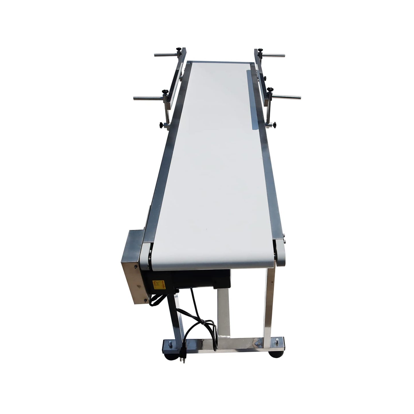 BREVELTION 53inch 110V Power Slider Bed PU Belted Conveyor Stainless Steel Belt Conveyor Industrial Transport Equipment 11.8inch Wide White