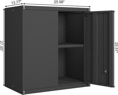 GREATMEET Locking Metal Wall Cabinet - Durable Steel Floating Storage with Adjustable Shelf | Garage Utility Solution