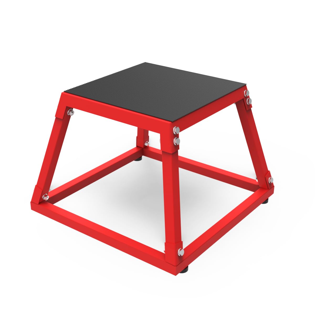 PeakPursuit 12 Inch Metal Plyo Box, Plyometric Jumping Box Set with Anti-Slip Surface for Workout Home Gym,Single and Set,Red