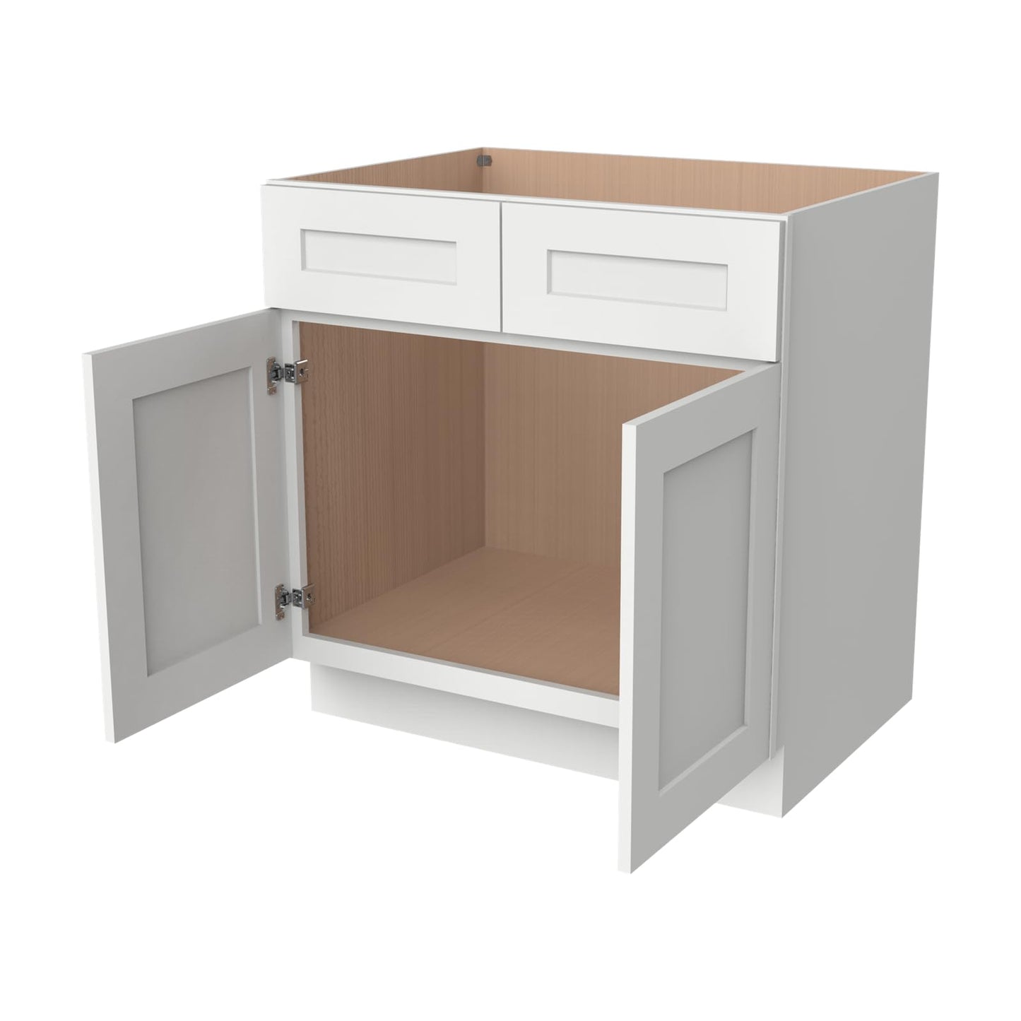 HCIOAN Solid Wood Frame Shaker Style RTA Sink Base Cabinet - 2 Doors, 1 False Drawer for Kitchen, Bathroom Vanity, Office, Washroom (SK-Origami White, 42" W x 24" D x 34.5" H)
