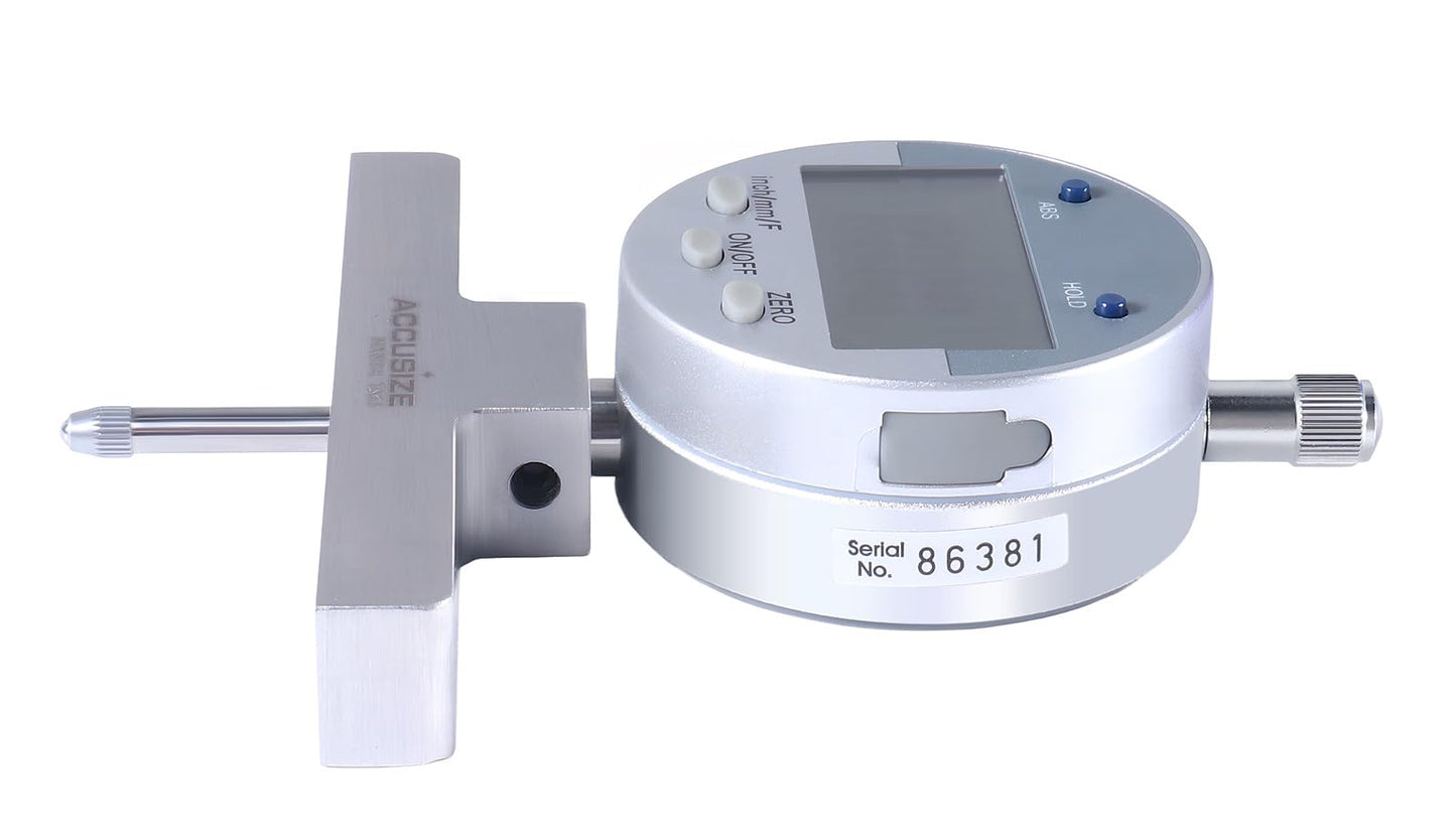 Accusize Industrial Tools - 0-22 inch Electronic Digital Depth Gauge, Inch/Metric/Fractional, 2 Extra Points for Small Hole Applications, P103-0188