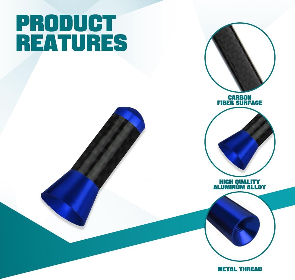 Kutyun 1.37" Car Stubby Antenna, Universal Mini Antenna with Aluminum Alloy Thread, Replacement Antenna for AM/FM Radio