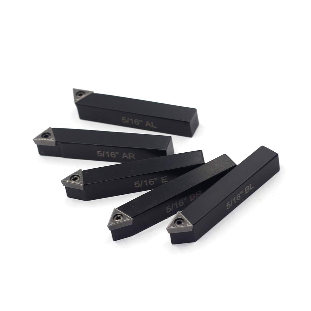 OSCARBIDE 5/16" Mini Lathe Indexable Carbide Turning Tool Holder, Metal Lathe Tools Inserts Bits with Carbide Inserts TCMT090204,5 Pieces/Set