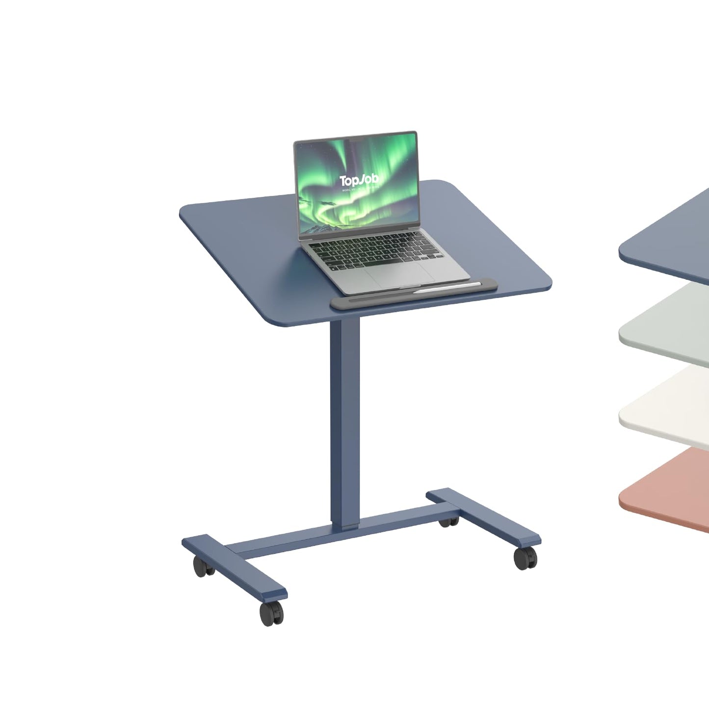 TopJob ANYDESK FOLD Mobile Standing Desk, Portable with Lockable Wheels, Foldable Stand Desk, Rolling Computer Workstations, Used for Home, Couch Side Table, Bedside Table in Bed Room Kitchen