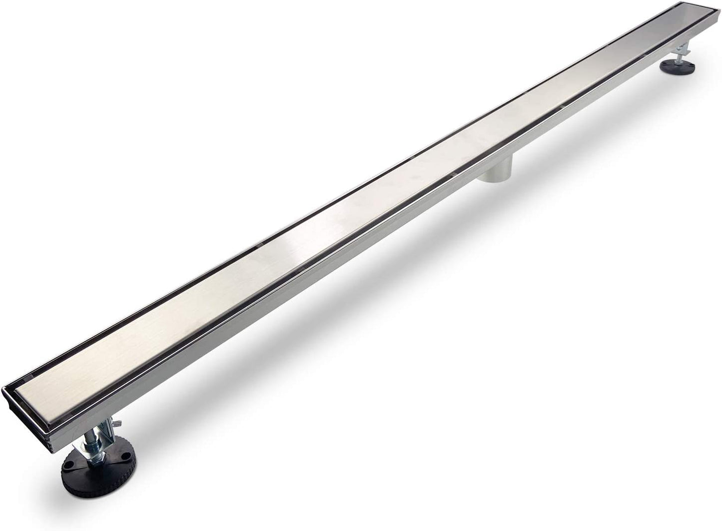 Elefloom Linear Shower Drain, 60 inch Drain with Tile Insert 2-in-1 Panel, Brushed 304 Stainless Steel Shower Floor Drain, Linear Drain with Hair Strainer and Adjustable Feet
