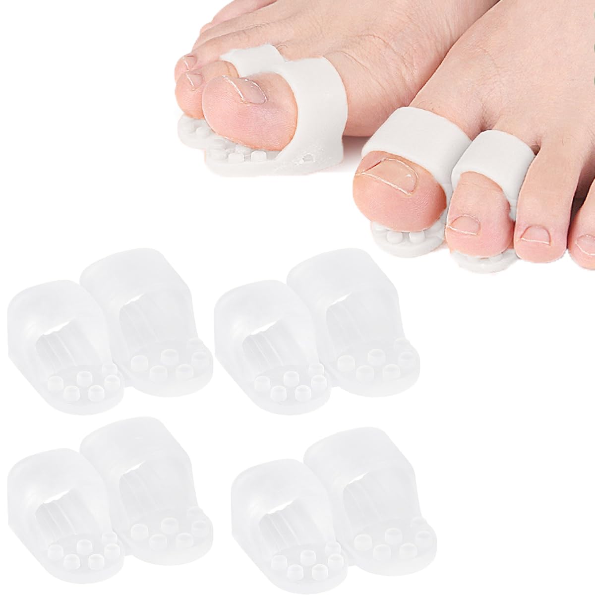 Mcvcoyh Bunion Corrector, Toe Separators with 2 Loops, Big Toe Spacer Suitable for Bunion and Overlap Toe, Infused Aloe Vera Extract