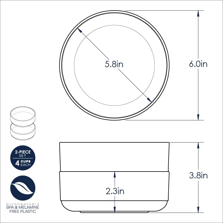 Nordic Ware Soup or Salad Bowl, Set of 2, White, Microwave Safe Polypropylene