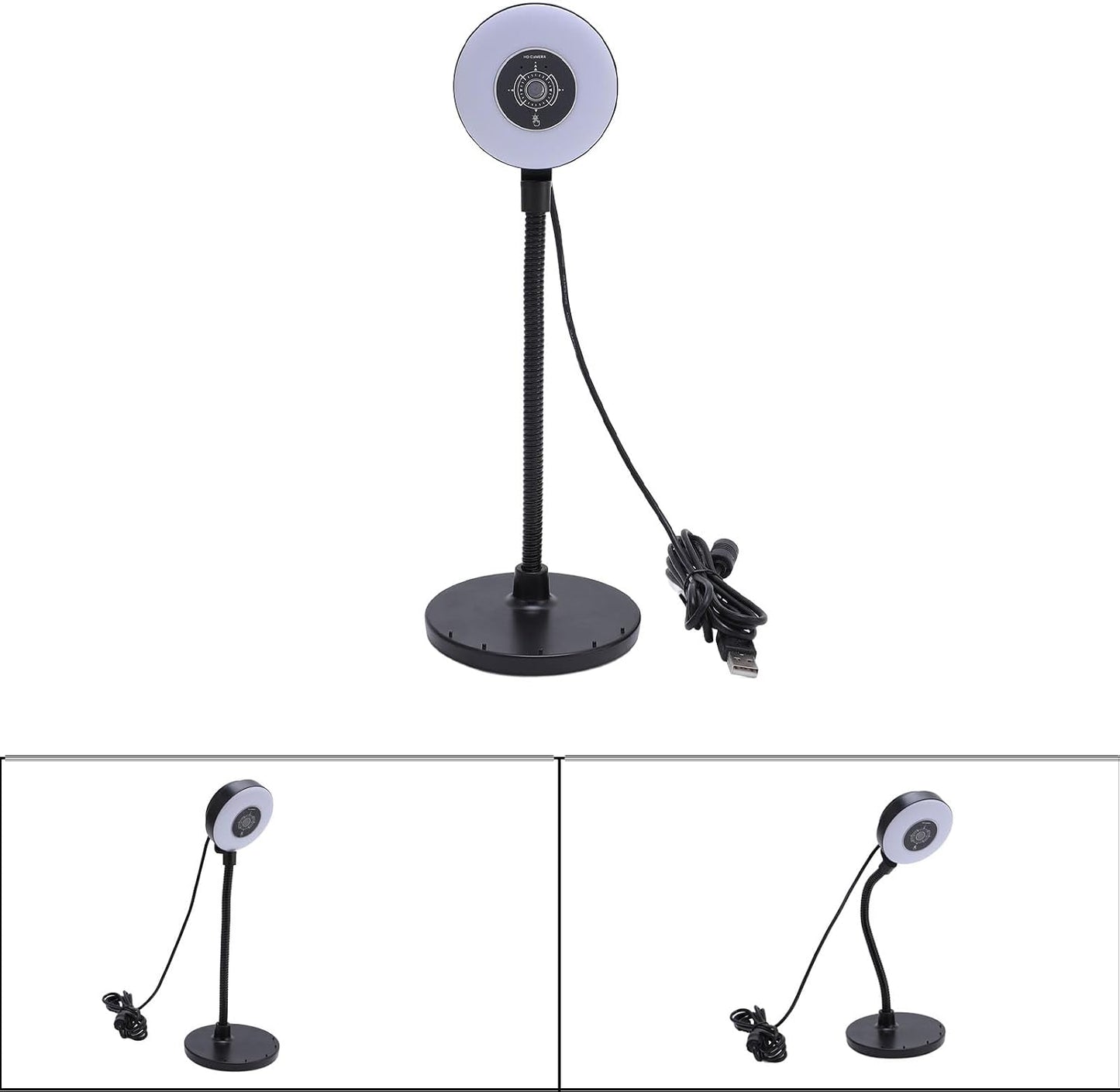 SASKATE 5MP Webcam with Fill Light Built in Mic AF Touch Control, Auto Focus USB Web Cam Bendable Rod, for Online
