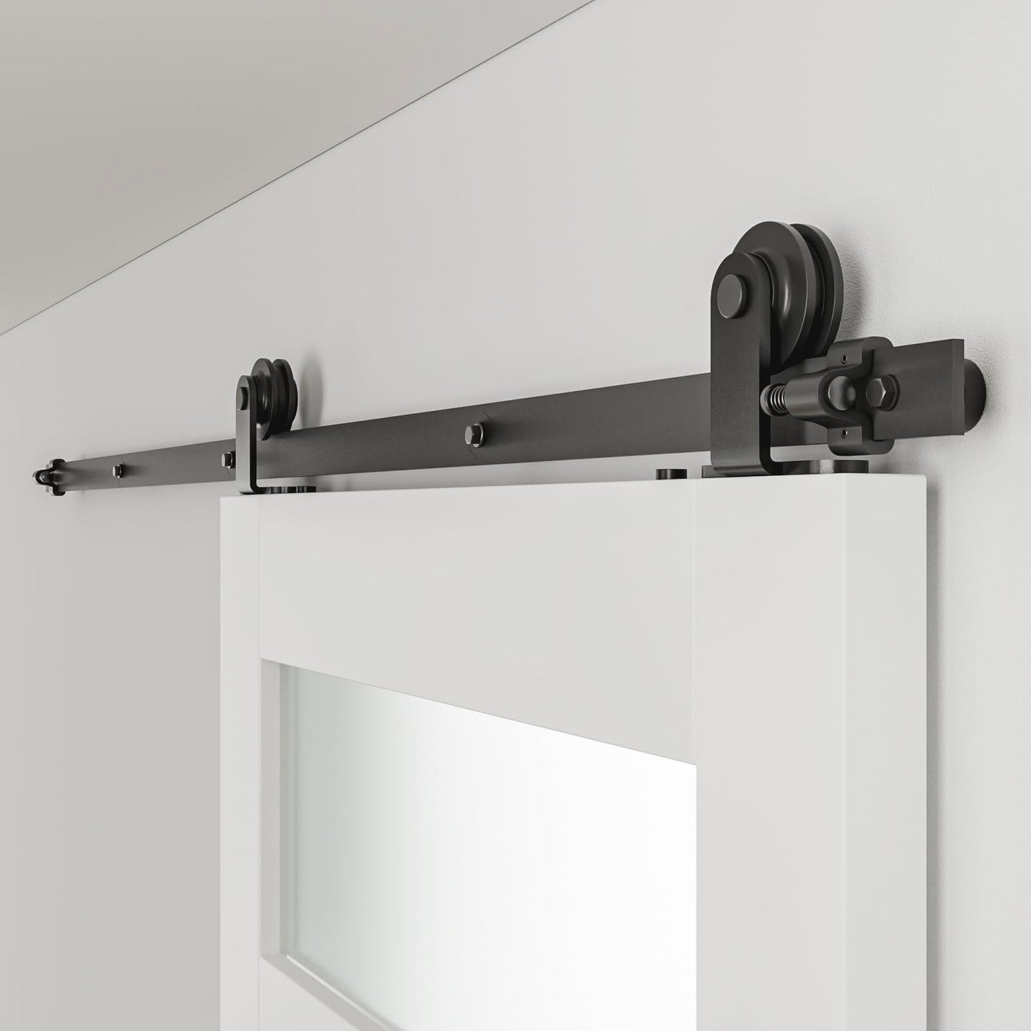 WINOVERCO Barn Door Hardware kit 6FT(Whole Set Include Sliding Barn Door Track Kit & Barn Door Handle & Floor Guide) for Single Door-Heavy Duty