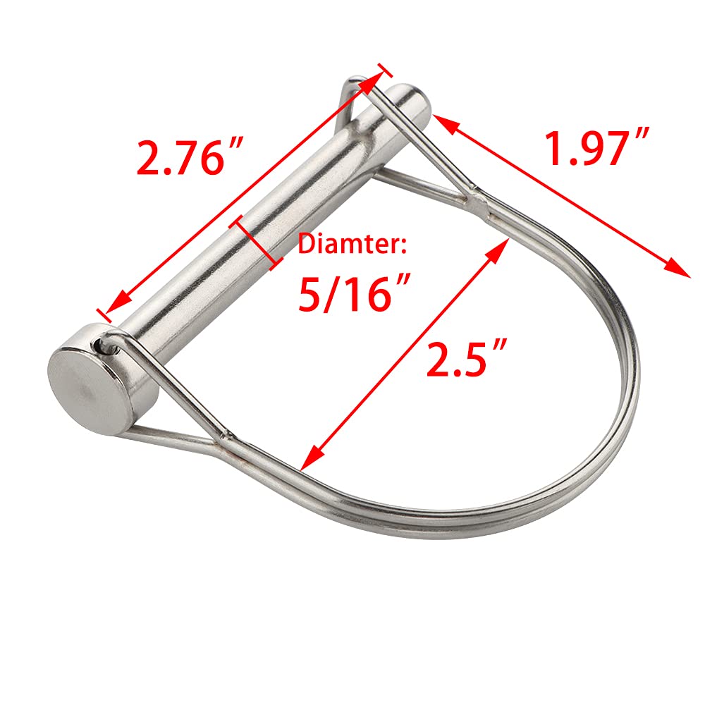 2 Pack Safety Coupler Pin 5/16" x 2-3/4"(8mm x 70mm), Full Marine Grade 316 Stainless Steel Heavy Duty Shaft Locking Pin