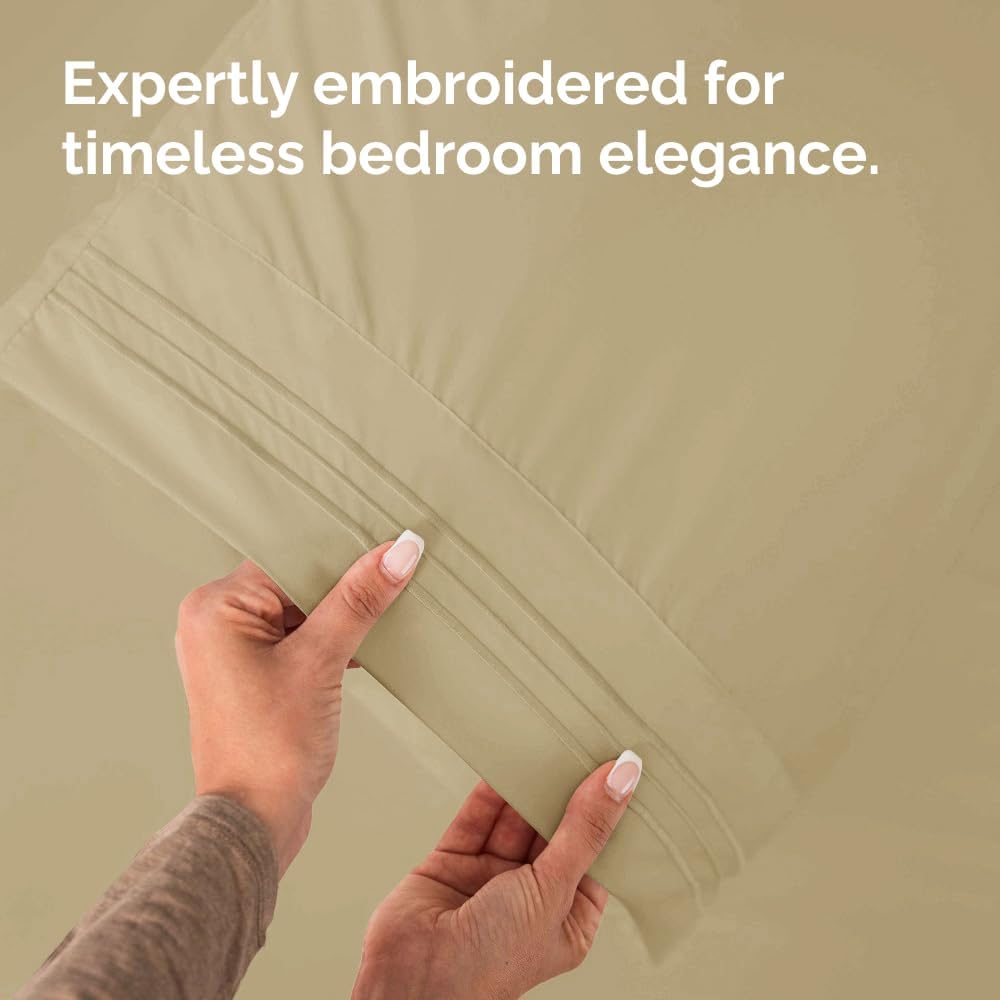 Queen Pillow Cases by LuxeDream | Ultra Soft Hotel Quality | Wrinkle-Free, Stain & Fade Resistant | 10-Piece Set in Beige