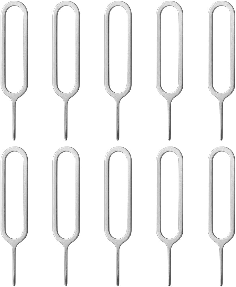 10-Pack Sim Card Tray Pin for iPhone and Android Phones - Steel