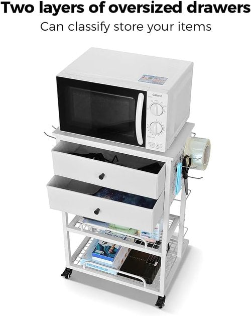 Christmas Wrapping Paper Organizer - Heavy-Duty Storage Cart with 2 Fabric Drawers for Ribbons & Gift Bags