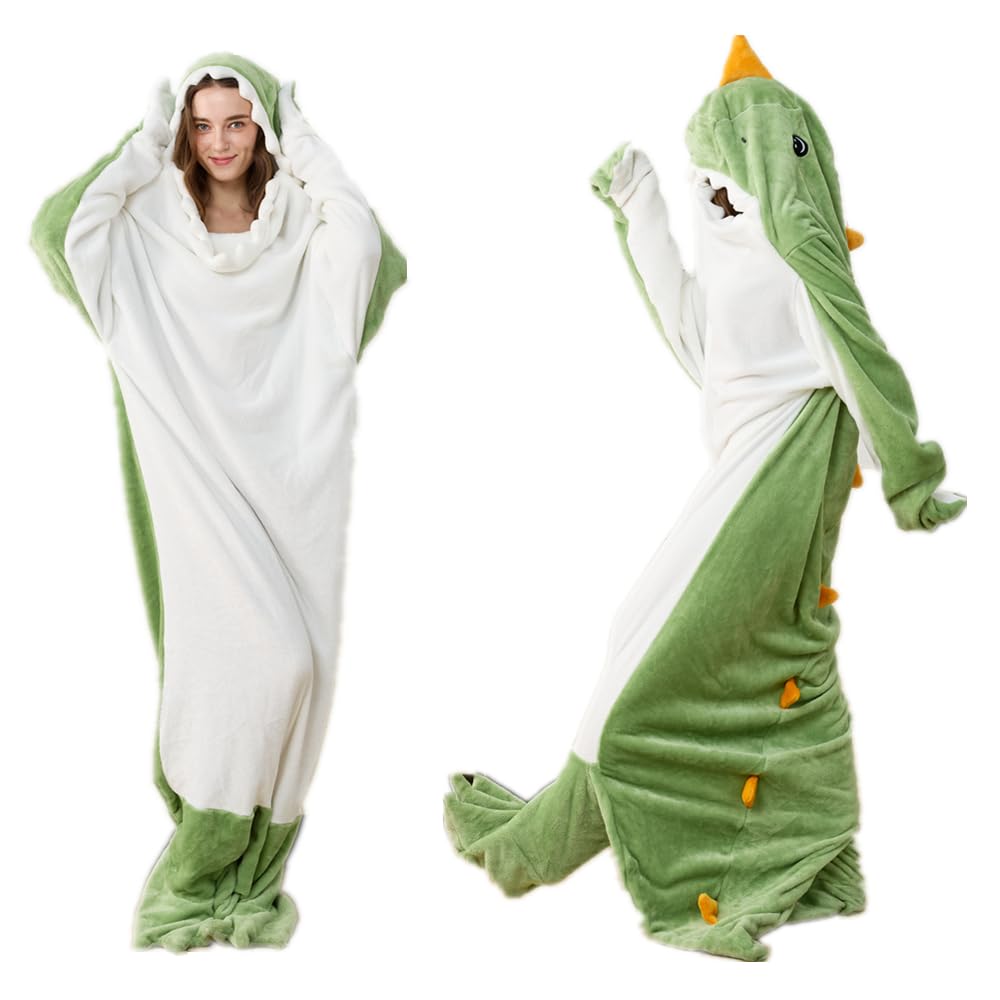 Wearable Dinosaur Blanket Animal Sleeping Bag Super Soft Warm Cozy Flannel Fleece - Cosplay Dinosaur Gifts (XS Fit for Height 3'9"-4'5")