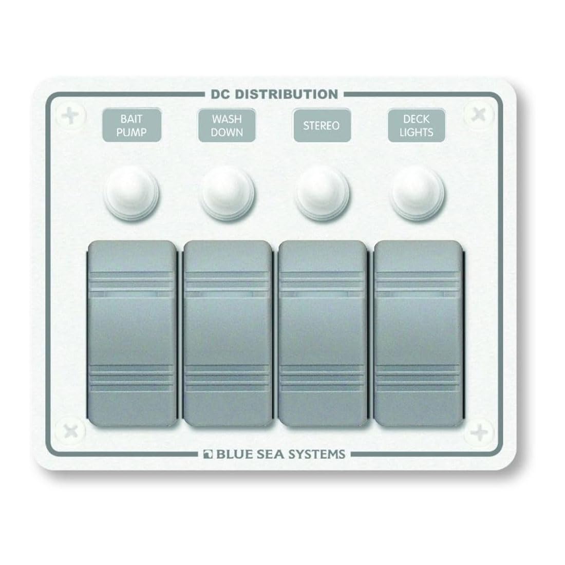 Blue Sea Systems 8272 Contura Water Resistant 12V DC Circuit Breaker Panel - White 4 Position