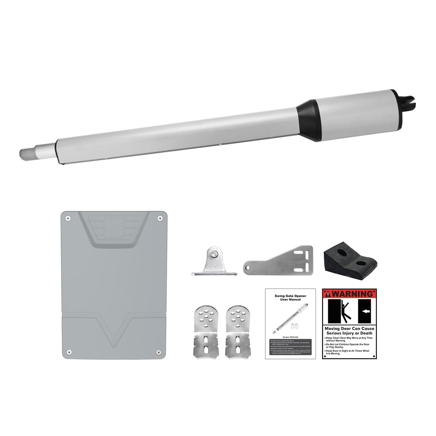 X X-HOUSE PKM-C05 Automatic Gate Opener Kit with Remote Control Kit for Medium Duty Single Swing Gates, 24V Motor Electric Gate Opener for Single Swing Gates up to 770 lbs Arm AC Powered