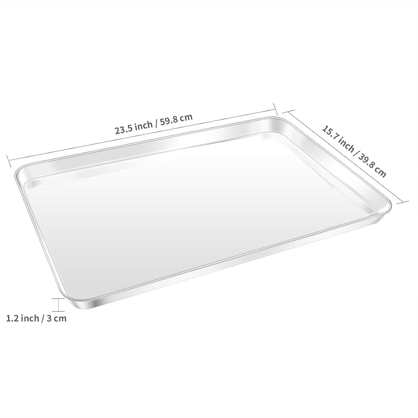 Yododo Stainless Steel Baking Sheet - Non-Toxic, Easy Clean, Rust-Free | 23½ Inch Cookie Tray