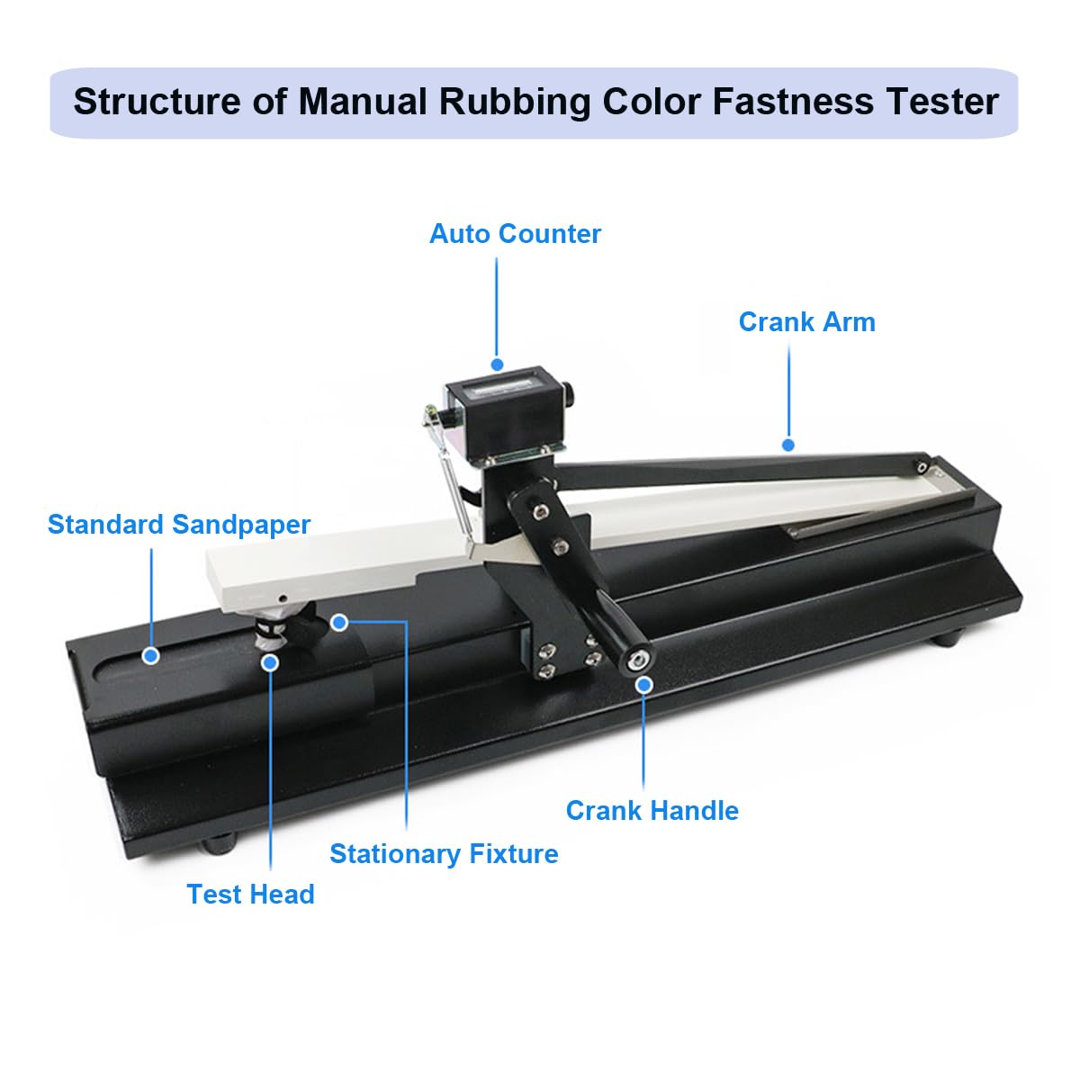INTBUYING Dry Wet Rubbing Fastness Tester AATCC Manual Crockmeter Rub and Color Transfer Testing Color Fastness Tester with 0.62 Inch Friction Head Diameter