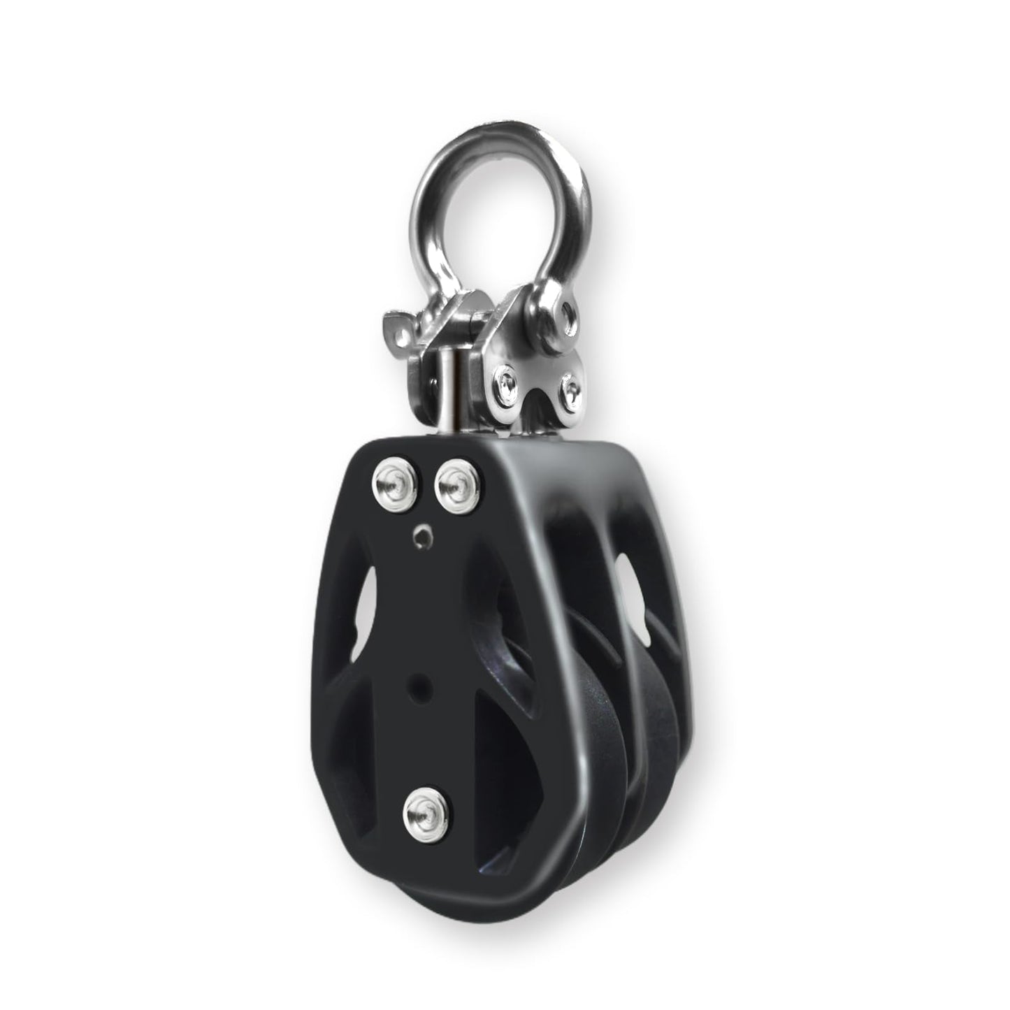 RiaYer 50mm Double Sheave Fixed Head Sailing Block, Marine Grade Pulley with T316 Stainless Steel Construction, 3100 lbs Breaking Load, Fits 1/2" (12mm) Line - Professional Boat Hardware-HL002