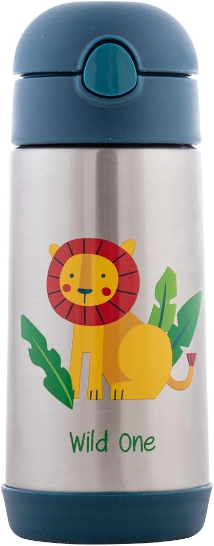 Stephen Joseph Insulated Water Bottle - Double Wall Stainless Steel, BPA-Free, 11.8 Oz, Zoo Design