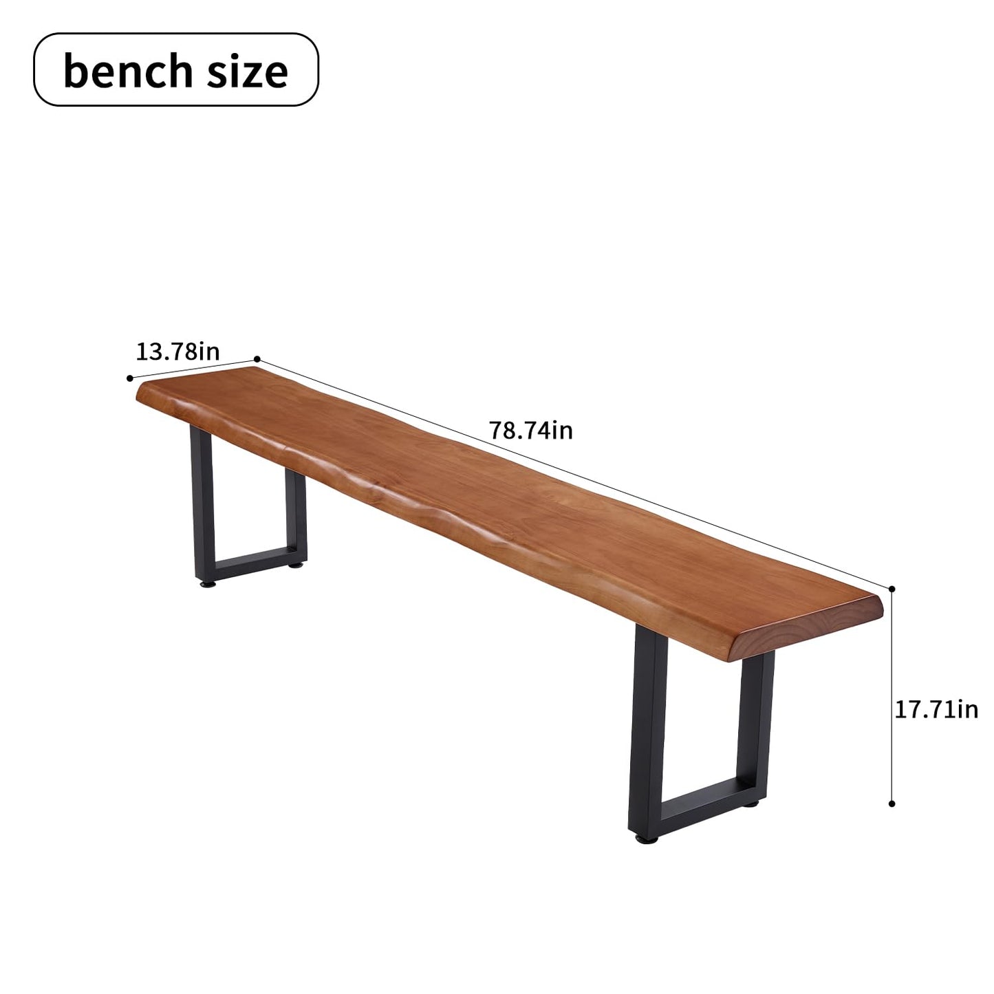 quanzhoulong Stylish Brown Wooden Long Bench with Sturdy Metal Legs – Versatile Seating for Office, Restaurant, Living Room, and Meeting Room(Brown Bench,78.7in)