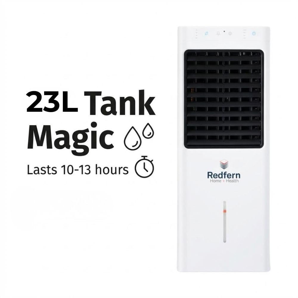 iQ Pure Breeze 14EX Extra Large Portable Evaporative Air Cooler with 4 Fan Speeds, 23 L Water Tank, Air Filtration & Wheels for Home, Living Room & Large Spaces