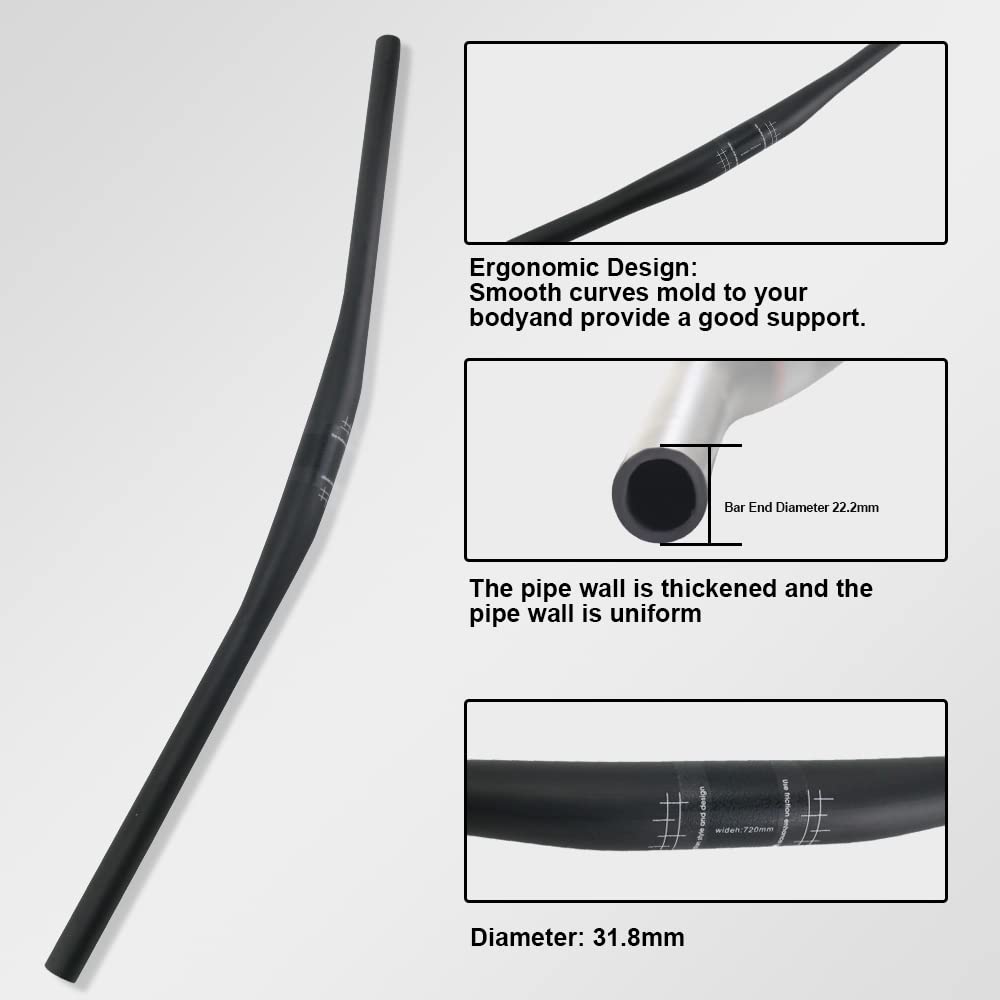 31.8 handlebar, mtb carbon handlebar, carbon handlebars mountain bike, RXL SL straight handle bars for bike mountain bike bars 1-1/4" 31.8 backsweep 9° flat handle bar downhill bicycle UD matte 720mm