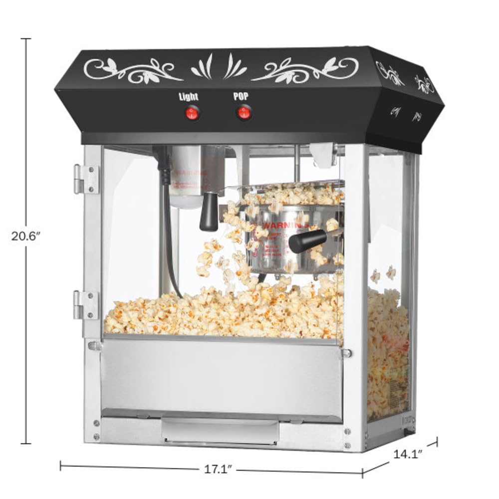 Popcorn Machine - 4oz Popper with Stainless-steel Kettle, Heated Warming Light, and Old Maids Drawer by Great Northern Popcorn (Red)