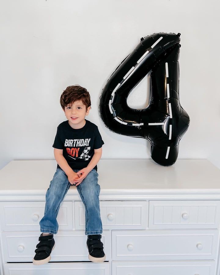Race Car 8 Balloon - 40 Inch Number Balloon for 8th Birthday | Black Racing Party Decorations