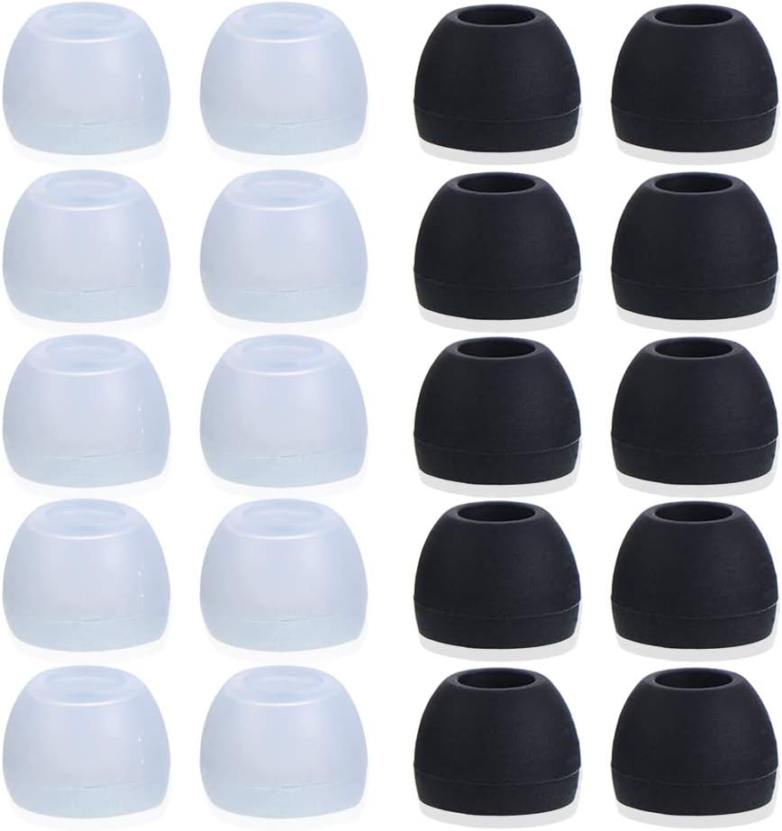 Blacell 20 10 10 Pcs Medium Silicone Earbud Cap Tip Cover Replacement - Black, Clear Title