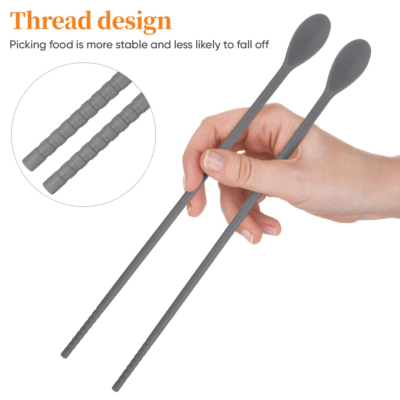 Garneck 2Pairs Double Head Silicone Spoon Stirring Chopsticks 11inch Long Chopsticks with Stirring Spoons Multi-Function Kitchen Utensils for Mixing Beverages